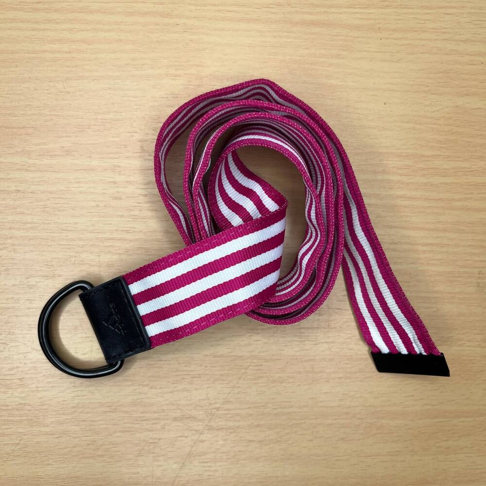 Adidas Women's Pink White Striped Webbing Polyester Belt Metal Buckle Size 42